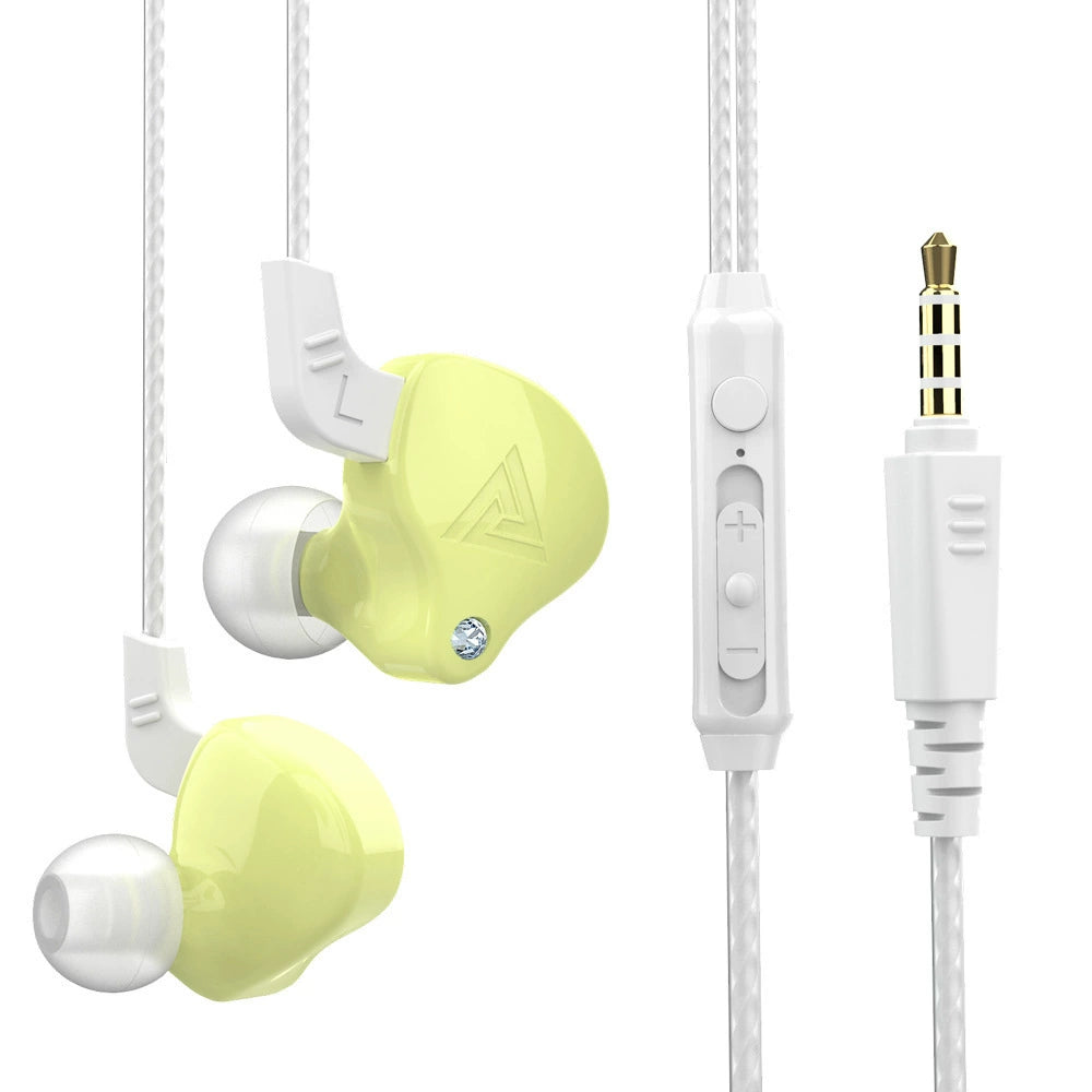 Écouteurs filaires jaune pastel avec microphone