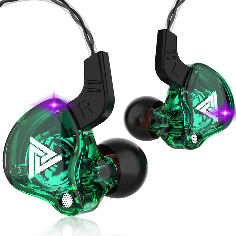 Écouteurs filaires verts avec microphone